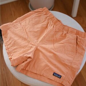 Patagonia Coral-Orange Shorts with Logo Patch